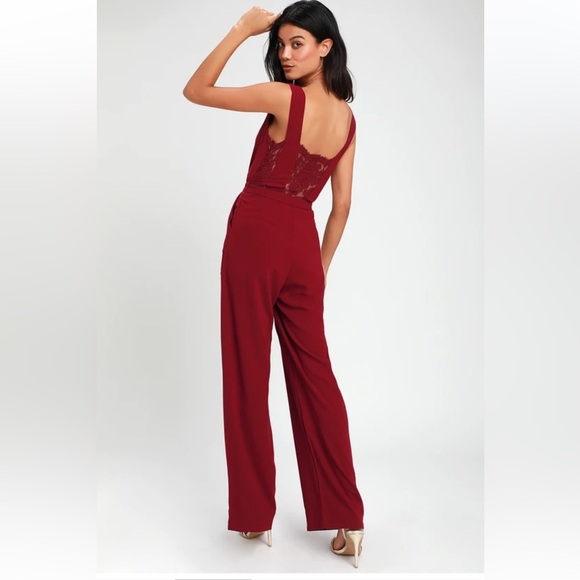 Lulu's Deep Red Jumpsuit - Picture 2 of 6